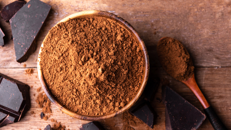bowl of cocoa powder