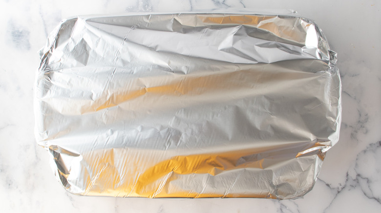 foil-covered baking pan