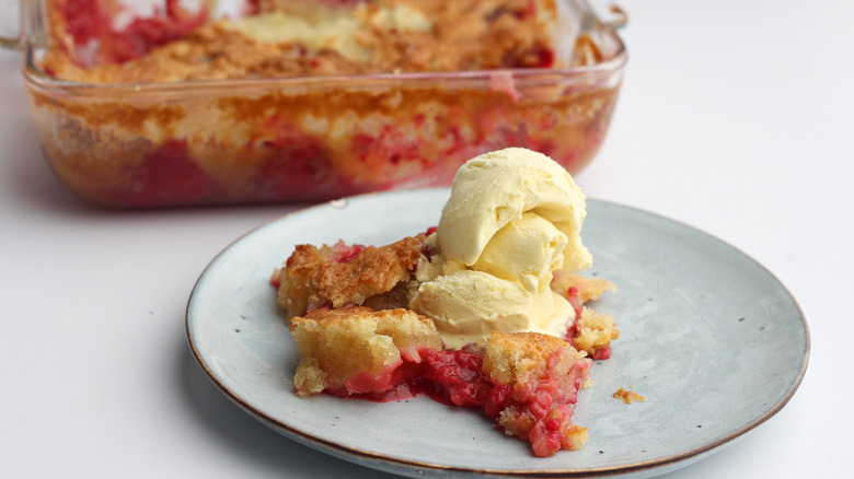 raspberry cobbler on a plate 