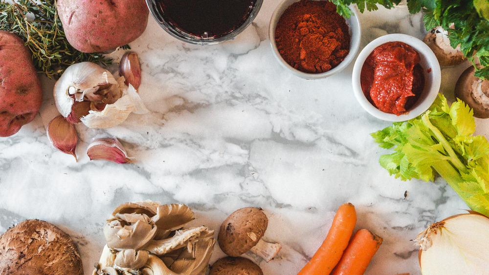 Ingredients for vegetarian mushroom goulash