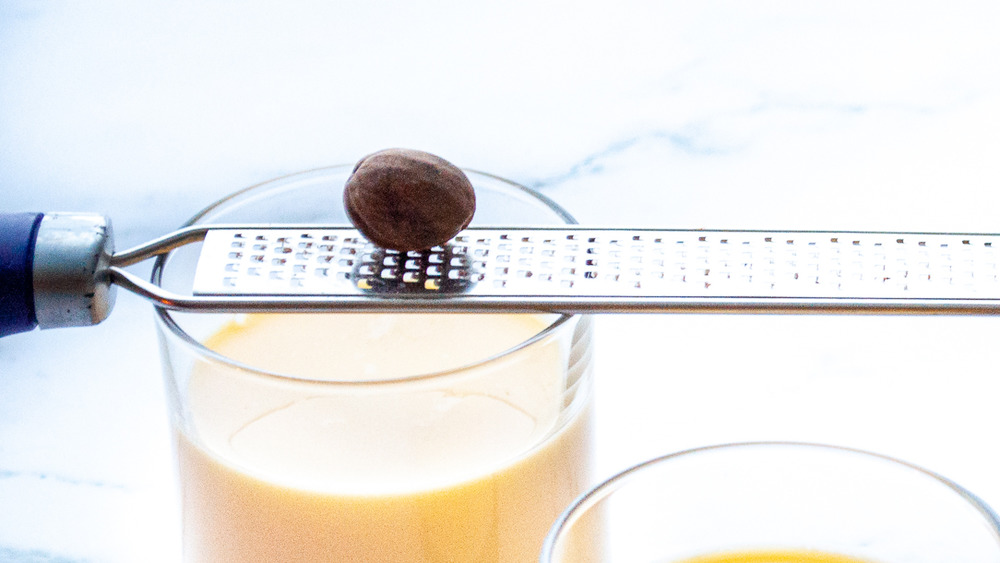 Add the vanilla and nutmeg to homemade eggnog