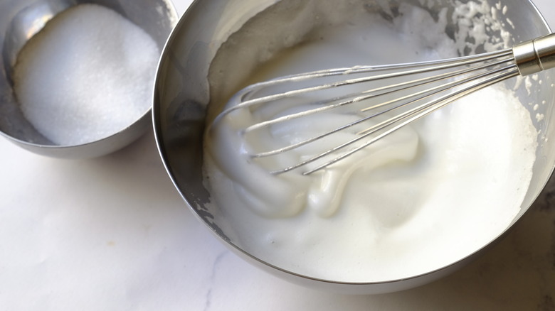 whisking eggs and sugar