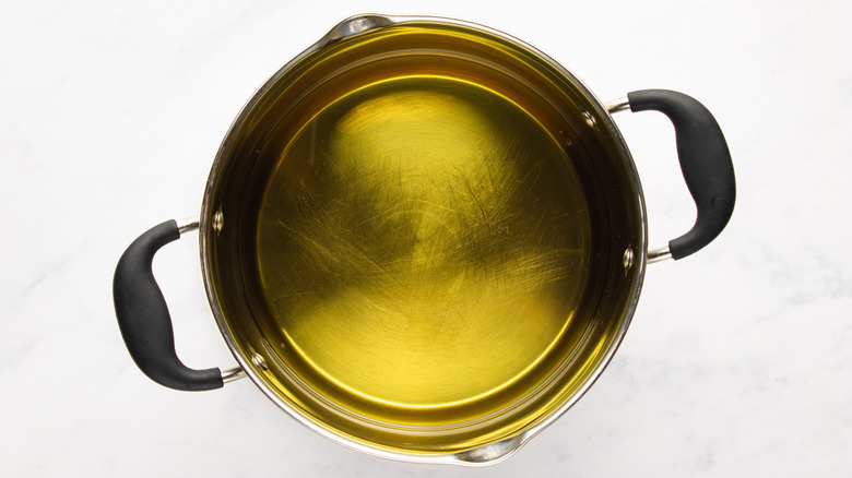 Large pot filled with oil
