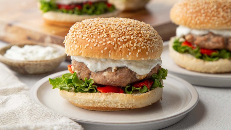 turkey burger with tzatziki
