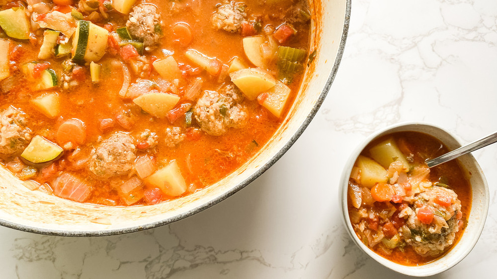 Southwestern albondigas stew with veggies and meatballs