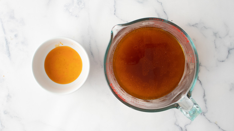 cooking liquid plus cooking fat