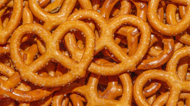 Closeup of salted pretzels