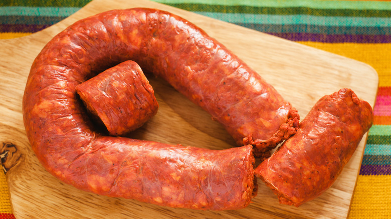 Mexican chorizo on cutting board