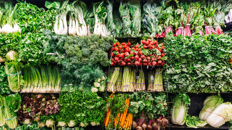 Abundant rows of produce